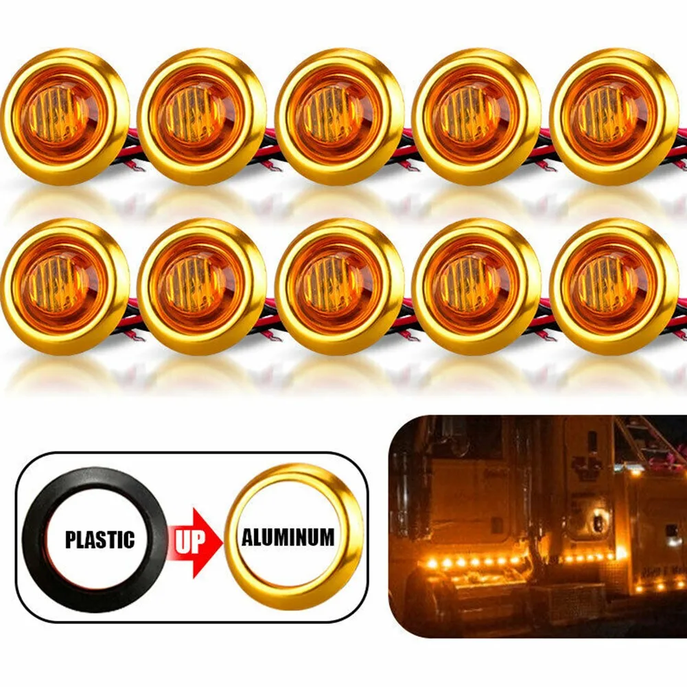 10pcs 3/4inch 12V Marker Lights LED Truck Trailer Round Side Bullet Indicator Lamps Yellow Replacement Accessories
10pcs 3/4inch 12V Marker Lights LED Truck Trailer Round Side Bullet Indicator Lamps Yellow Replacement Accessories