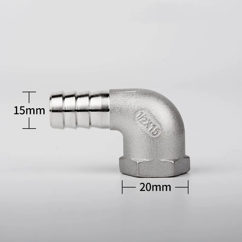 1/2'' BSP Female Thread x 15mm 304 Stainless Steel Elbow Connector Barb Hose Tail Reducer Pagoda Joint Coupling Pipe Fitting
1/2'' BSP Female Thread x 15mm 304 Stainless Steel Elbow Connector Barb Hose Tail Reducer Pagoda Joint Coupling Pipe Fitting