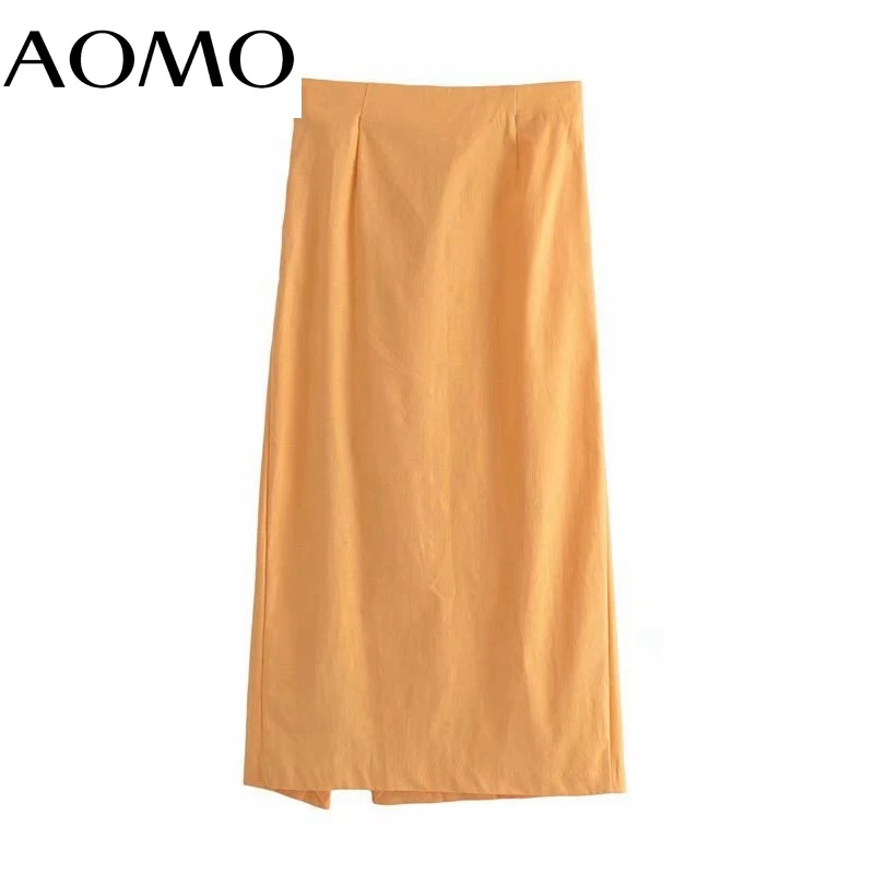 AOMO Women Linen Orange Midi Skirt Faldas Mujer Vintage Zipper Office Ladies Elegant Chic Mid Calf Skirts 3H812A
AOMO Women Linen Orange Midi Skirt Faldas Mujer Vintage Zipper Office Ladies Elegant Chic Mid Calf Skirts 3H812A