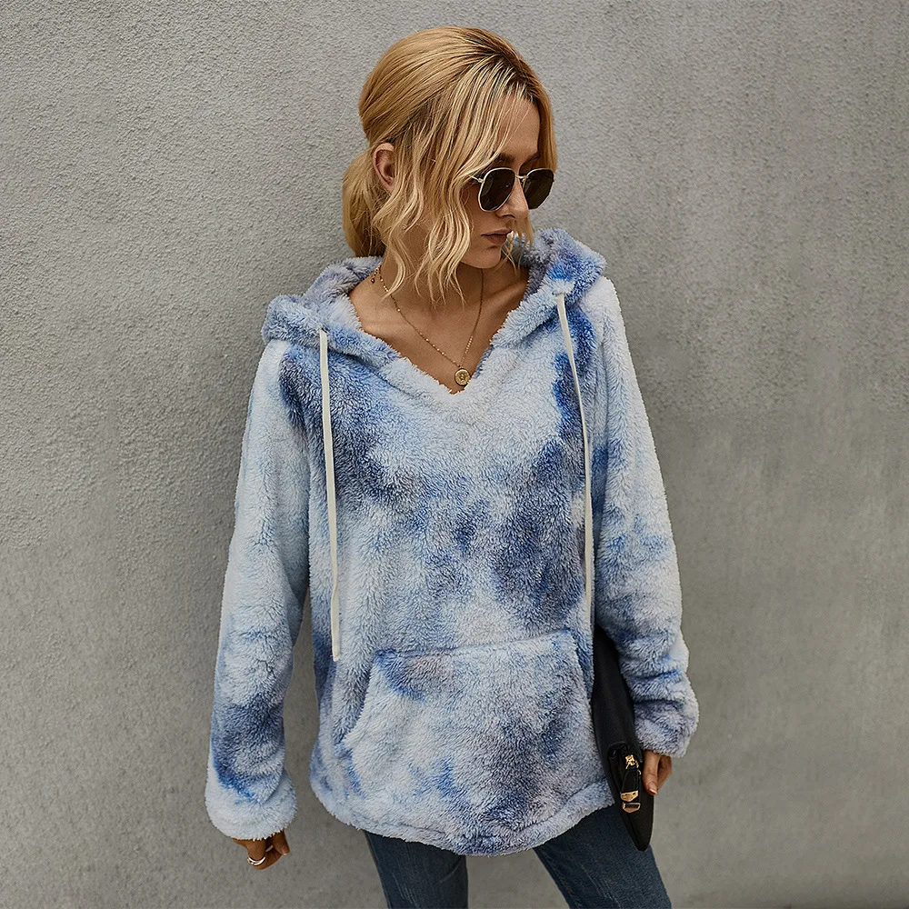 Fleece hoodie sweatshirts Autumn Women's 2020 Winter Fashion Tie-Dye Hooded Padded Top Women Full warm pocket hooded jacket
Fleece hoodie sweatshirts Autumn Women's 2020 Winter Fashion Tie-Dye Hooded Padded Top Women Full warm pocket hooded jacket