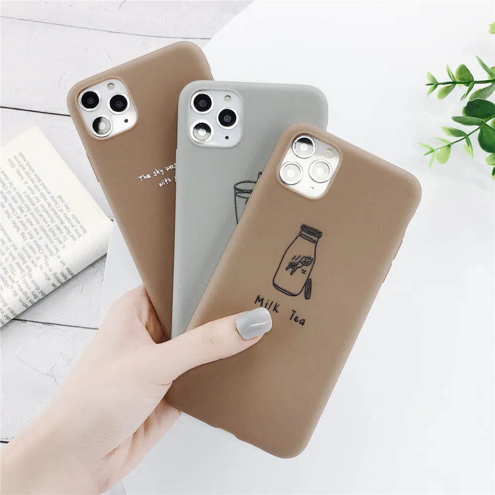 Чехол для телефона Ottwn с изображением молочного чая и надписей мира iPhone 11 Pro Max 6 6s 7