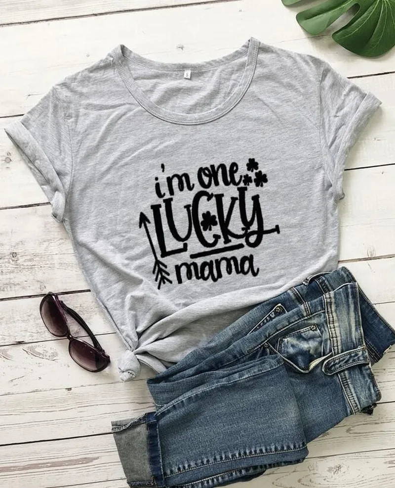 100% Cotton Women T Shirt One Lucky Mama Printed Tshirt Ladies Short Sleeve Tee Shirt Women Female Tops Clothes Camisetas Mujer
100% Cotton Women T Shirt One Lucky Mama Printed Tshirt Ladies Short Sleeve Tee Shirt Women Female Tops Clothes Camisetas Mujer