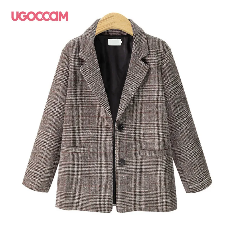 UGOCCAM 2020 Retro Plaid Blazer Single-breasted Jacket Female Office Ladies Blazer Long Sleeve Thin Coats Casual Jackets Spring 
UGOCCAM 2020 Retro Plaid Blazer Single-breasted Jacket Female Office Ladies Blazer Long Sleeve Thin Coats Casual Jackets Spring