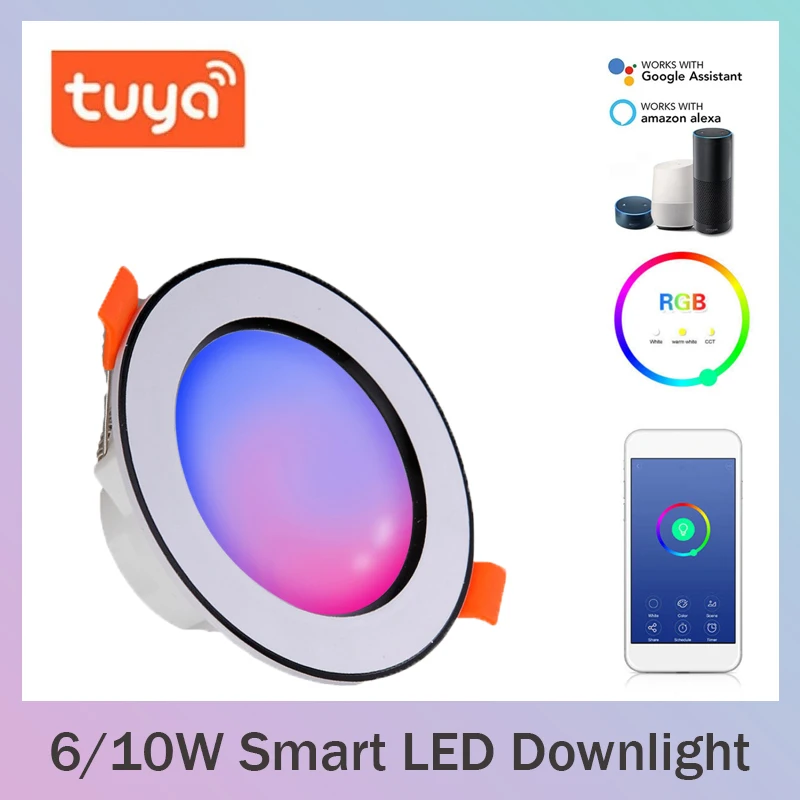 Tuya Smart LED Downlight RGBCW 6/10W 2700-6500K Led Recessed Ceiling Light Tuya APP/Voice Control Work With Alexa Google Home
Tuya Smart LED Downlight RGBCW 6/10W 2700-6500K Led Recessed Ceiling Light Tuya APP/Voice Control Work With Alexa Google Home
