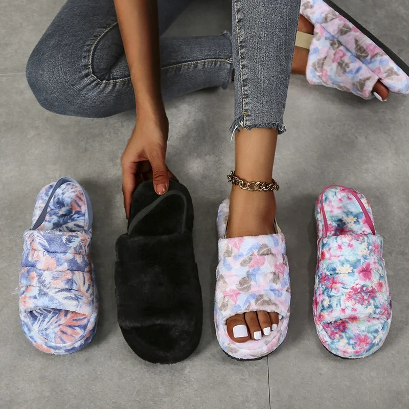 Fashion Printed Women Arket Furry Sandals Fancy Floral Printing Faux Fur Sandalias Mujer Winter Ladies Ankle Strap Slippers
Fashion Printed Women Arket Furry Sandals Fancy Floral Printing Faux Fur Sandalias Mujer Winter Ladies Ankle Strap Slippers