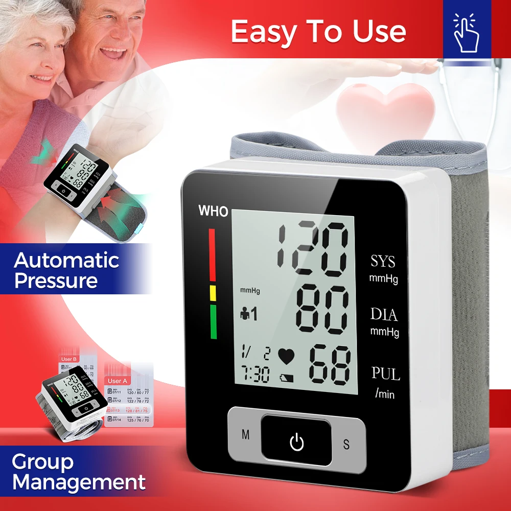 

YOUWEMED Medical Blood Pressure Monitor Digital Tensiometro тонометр на запястье Wrist Monitor тонометр Heart Rate PR BP
