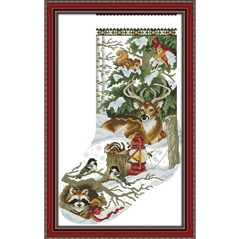 Winter jungle Christmas stockings cross stitch kit 14ct 11ct count printed canvas stitches embroidery DIY handmade needlework
Winter jungle Christmas stockings cross stitch kit 14ct 11ct count printed canvas stitches embroidery DIY handmade needlework