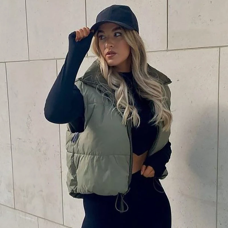 ZXQJ Vintage Women Short Down Vest Coats 2021 Spring Fashion Ladies Light Weight Waistcoat Jackets Streetwear Female Chic Girls | Женская