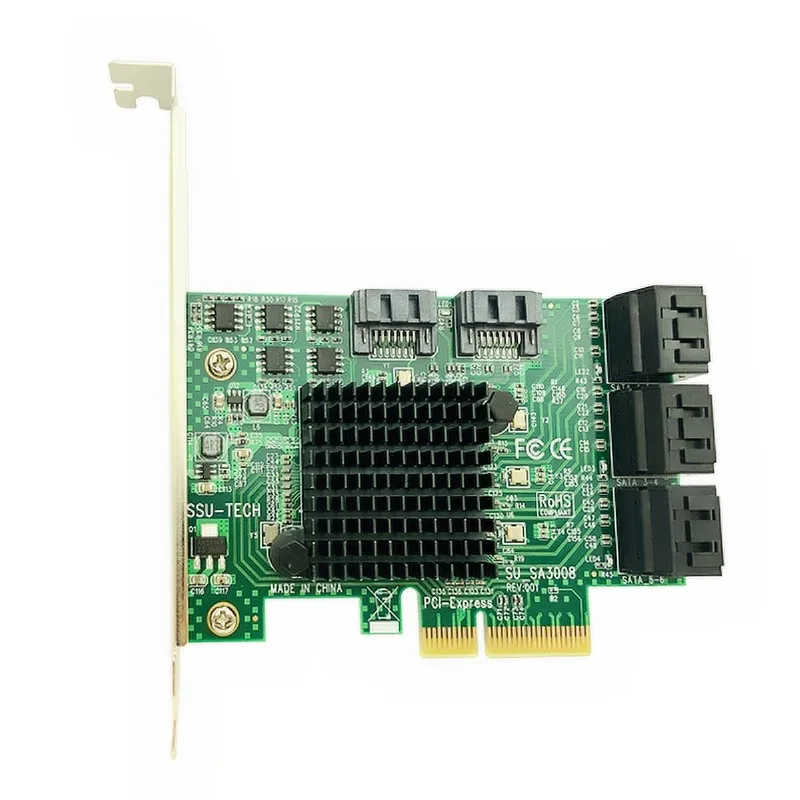 PCI-E PCI Express to SATA 3.0 III 3 6Gb Controller Card SSD PCIe 8 Port SATA Card SSD SATA3.0 Adapter Raiser Low Profile Bracket
PCI-E PCI Express to SATA 3.0 III 3 6Gb Controller Card SSD PCIe 8 Port SATA Card SSD SATA3.0 Adapter Raiser Low Profile Bracket