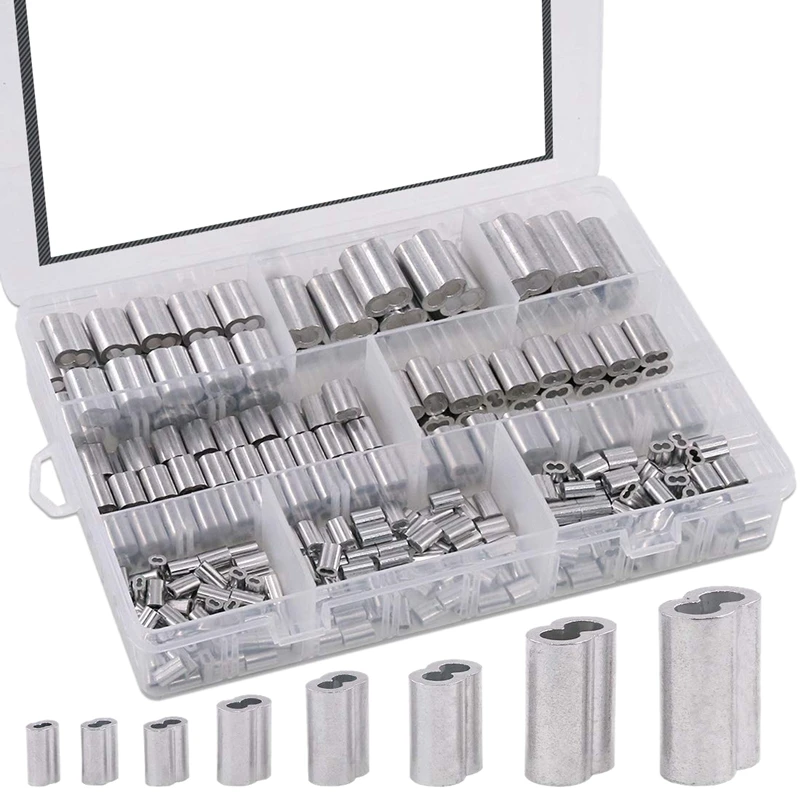 315Pcs 8 Sizes Aluminum Crimping Loop Sleeve Double Barrel Ferrule for Wire Rope and Cable Line End Assortment Kit
315Pcs 8 Sizes Aluminum Crimping Loop Sleeve Double Barrel Ferrule for Wire Rope and Cable Line End Assortment Kit