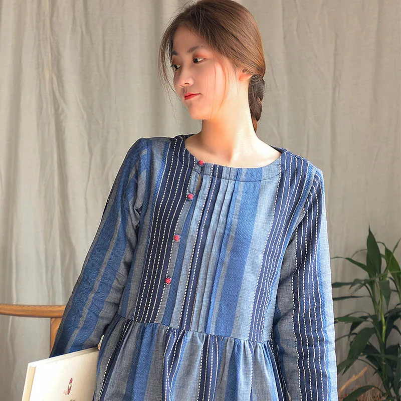 SCUWLINEN 2021 Winter Dress Vintage Artsy Striped Plate Buttons Fleece Loose A-line Thicken Warm Long Dress S623-1
SCUWLINEN 2021 Winter Dress Vintage Artsy Striped Plate Buttons Fleece Loose A-line Thicken Warm Long Dress S623-1