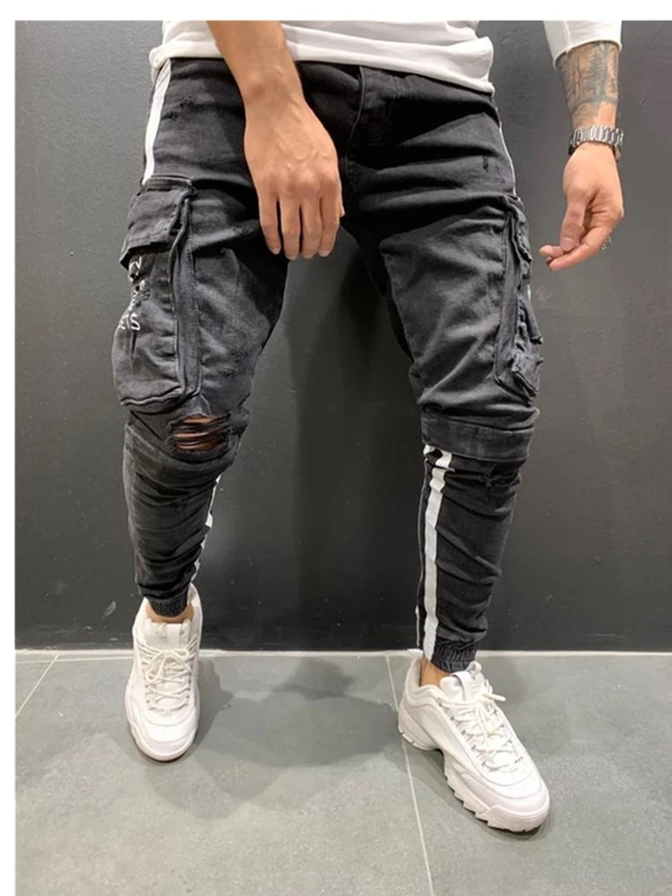 2021 Men's Jeans Side stripe Pencil Pants Hip-hop Trousers Multi-pockets Skinny Jeans MEN'S Jogging Cargo Pants
2021 Men's Jeans Side stripe Pencil Pants Hip-hop Trousers Multi-pockets Skinny Jeans MEN'S Jogging Cargo Pants