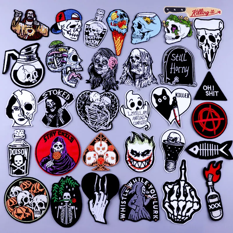 Black And White Skull Embroidered Patches for Clothing DIY Iron on Patches for Clothes Punk Skull Patch Stickers Badges Applique
Black And White Skull Embroidered Patches for Clothing DIY Iron on Patches for Clothes Punk Skull Patch Stickers Badges Applique