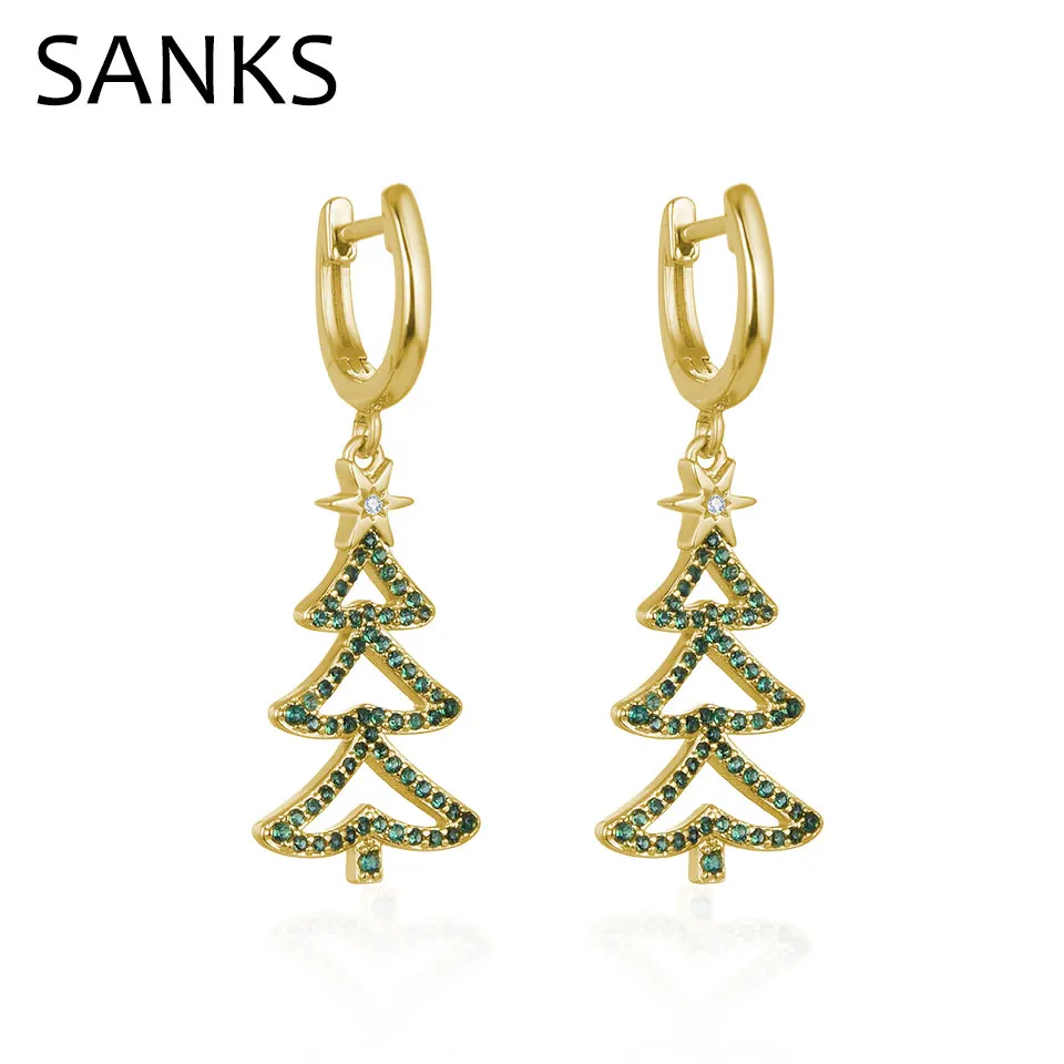 

SANKS, романтичные серьги-подвески в виде рождественской елки для женщин, Роскошные блестящие висячие серьги с кристаллами, модные ювелирные ...