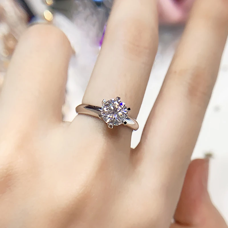 BOEYCJR 925 Silver 6 Claws 1ct/2ct/3ct F color Moissanite VVS Engagement Wedding Ring With national certificate for Women | Украшения и