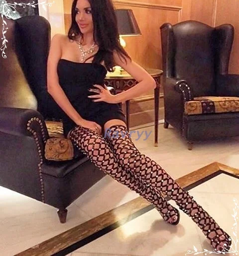 Black Open Toe Thin Heel Rivet Summer Over Knee Boots Women's Leather Lattice Fishnet's Sandal Boots Sexy Lace up Tall Sandals
Black Open Toe Thin Heel Rivet Summer Over Knee Boots Women's Leather Lattice Fishnet's Sandal Boots Sexy Lace up Tall Sandals