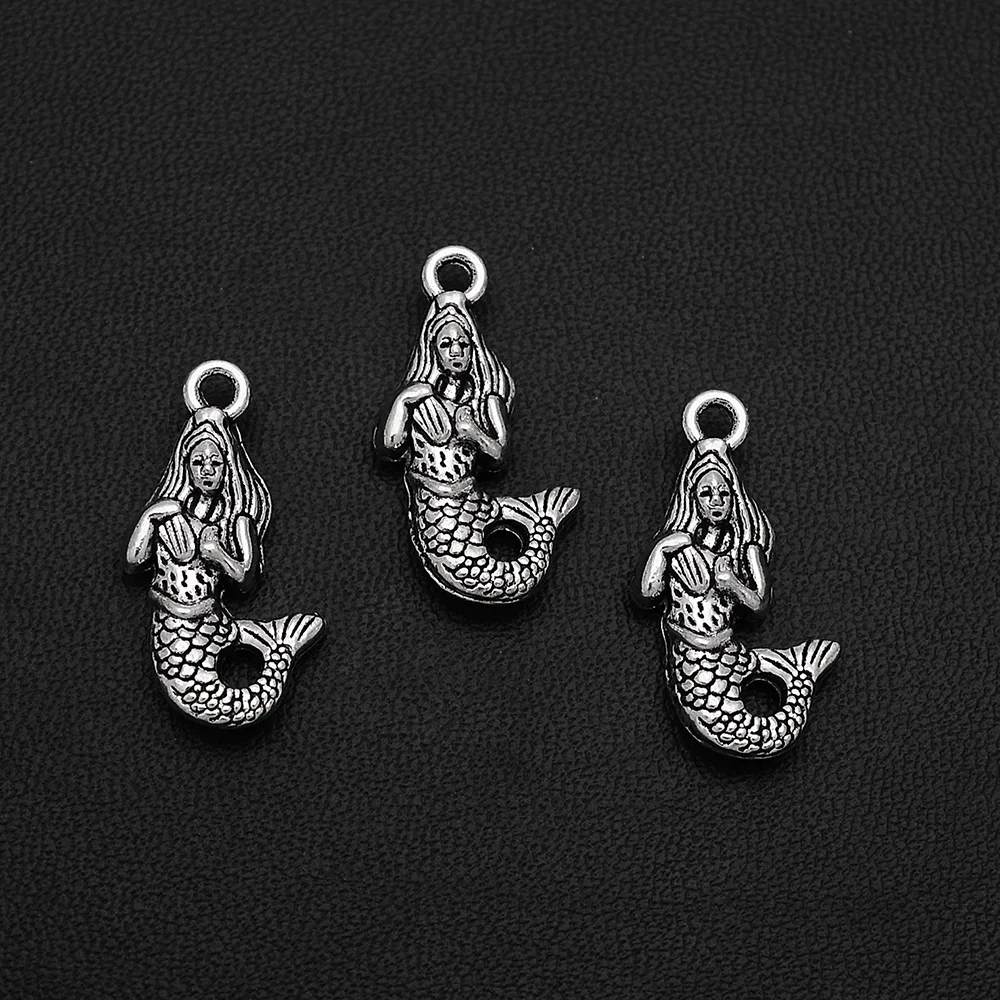 10pcs/Lots 13x23mm Antique Silver Plated Mermaid Oceanlife Charms Fairy Pendants For Diy Bracelet Designer Wholesale Accessories 
10pcs/Lots 13x23mm Antique Silver Plated Mermaid Oceanlife Charms Fairy Pendants For Diy Bracelet Designer Wholesale Accessories