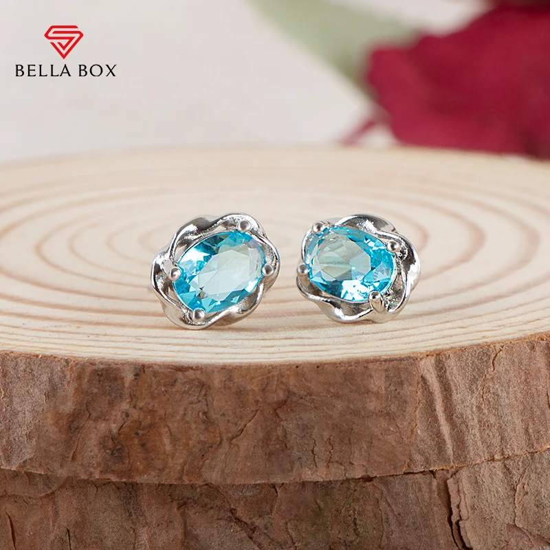Bella Box High Quality Topaz Stud Earrings For Women 925 Sterling Silver Blue Geometric Luxury Wedding Engagement Jewelry Gifts
Bella Box High Quality Topaz Stud Earrings For Women 925 Sterling Silver Blue Geometric Luxury Wedding Engagement Jewelry Gifts