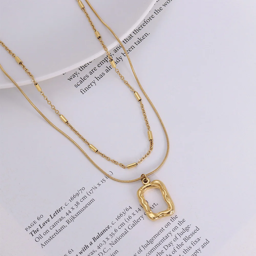 Minimalist Fashion Jewelry 18K Gold Plated Stainless Steel Irregular Hollow Pendant Necklace Chain Double Women Layer Necklace
Minimalist Fashion Jewelry 18K Gold Plated Stainless Steel Irregular Hollow Pendant Necklace Chain Double Women Layer Necklace
