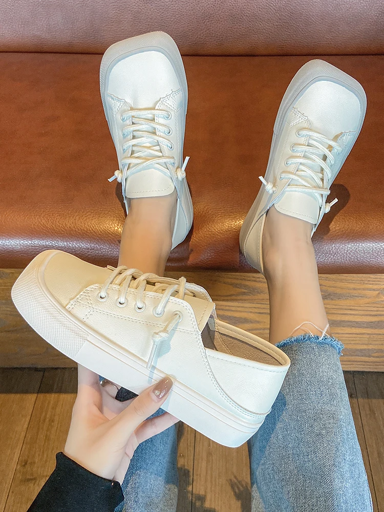 Little White Shoes Women's 2021 Summer Versatile Lace Up Square Head Student Leisure Sport Shoes Flat Platform Loafers Sneakers
Little White Shoes Women's 2021 Summer Versatile Lace Up Square Head Student Leisure Sport Shoes Flat Platform Loafers Sneakers