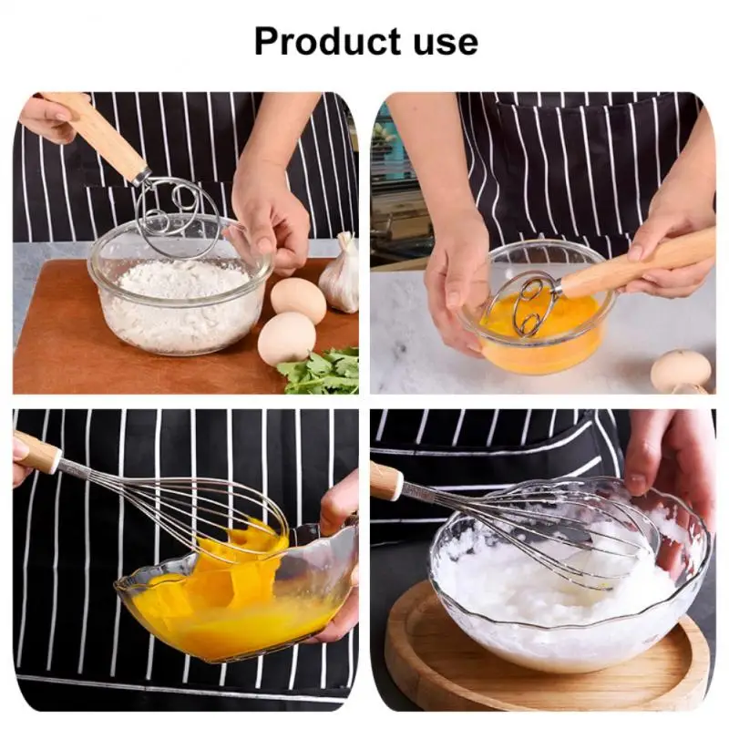 Мешалка для муки с деревянной ручкой кухонный инструмент перемешивания ручной