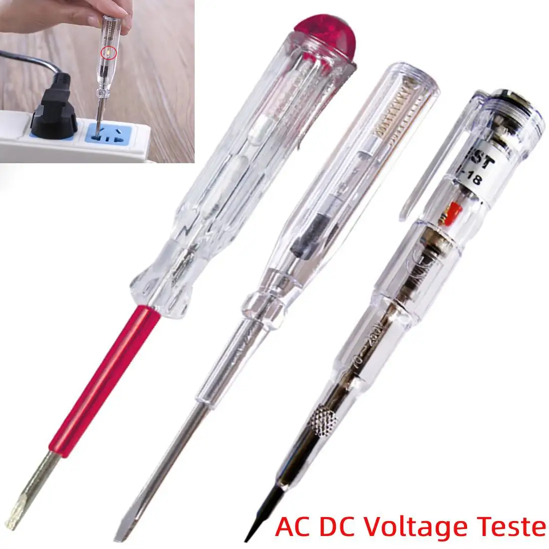 Voltage Tester Pen Detector Induced Electric Tester Screwdriver Probe With Indicator Light 100-500V/ 70-250V
Voltage Tester Pen Detector Induced Electric Tester Screwdriver Probe With Indicator Light 100-500V/ 70-250V