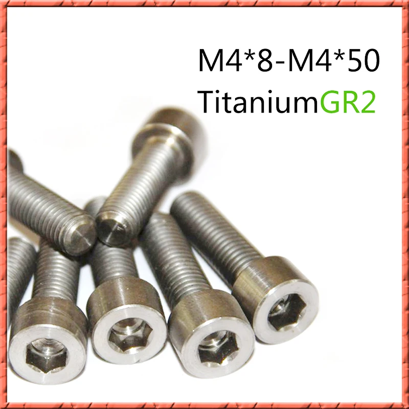 50pcs/lot din912 M4*L pure titanium GR2 hexagon socket cap screws Cylinder head hexagon Micro Small screw M4x6/8/10/12/15-50
50pcs/lot din912 M4*L pure titanium GR2 hexagon socket cap screws Cylinder head hexagon Micro Small screw M4x6/8/10/12/15-50