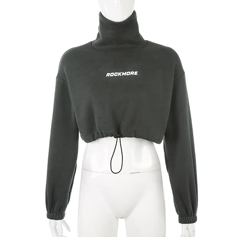Letter Print Women's Sweatshirt Turtleneck Elastic Waist Drawstring Hoodies Women 2021 Autumn Long Sleeve Streetwear Crop Top 
Letter Print Women's Sweatshirt Turtleneck Elastic Waist Drawstring Hoodies Women 2021 Autumn Long Sleeve Streetwear Crop Top