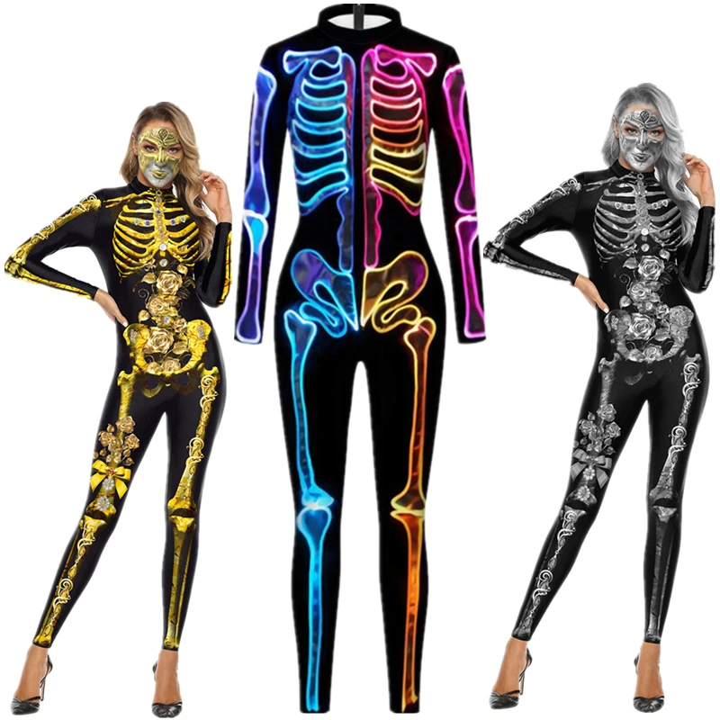 Skeleton Skull Ghost Silm Jumpsuit Catsuit Sexy Women Cosplay Costumes Halloween Bodysuit
Skeleton Skull Ghost Silm Jumpsuit Catsuit Sexy Women Cosplay Costumes Halloween Bodysuit