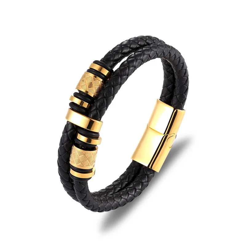 Punk Genuine Leather Bracelet Double Layer Black Gold Stainless Steel Magnetic Button For Men Unisex Accessories Jewelry
Punk Genuine Leather Bracelet Double Layer Black Gold Stainless Steel Magnetic Button For Men Unisex Accessories Jewelry