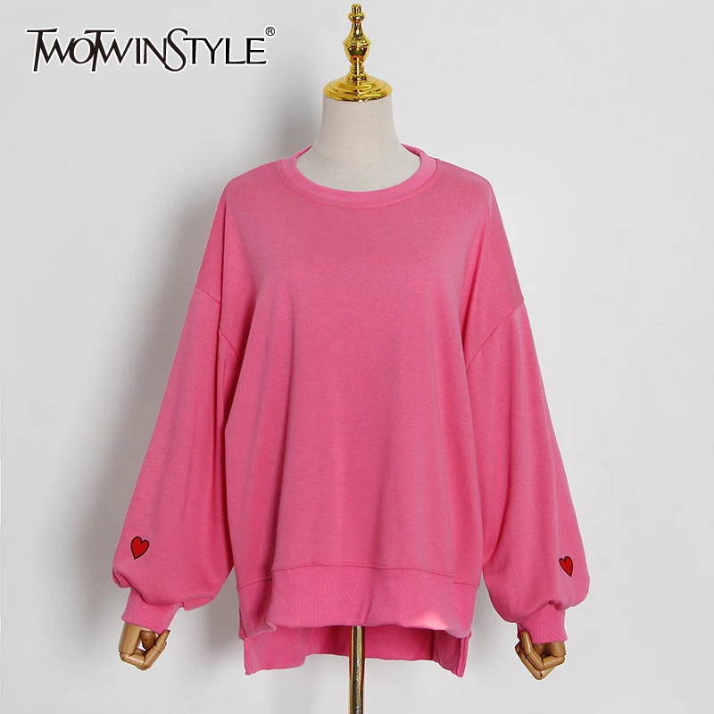 TWOTWINSTYLE Black Loose Sweatshirt For Women O Neck Long Sleeve Patchwork Embroidery Sweatshirts Female Fashion New Clothing
TWOTWINSTYLE Black Loose Sweatshirt For Women O Neck Long Sleeve Patchwork Embroidery Sweatshirts Female Fashion New Clothing