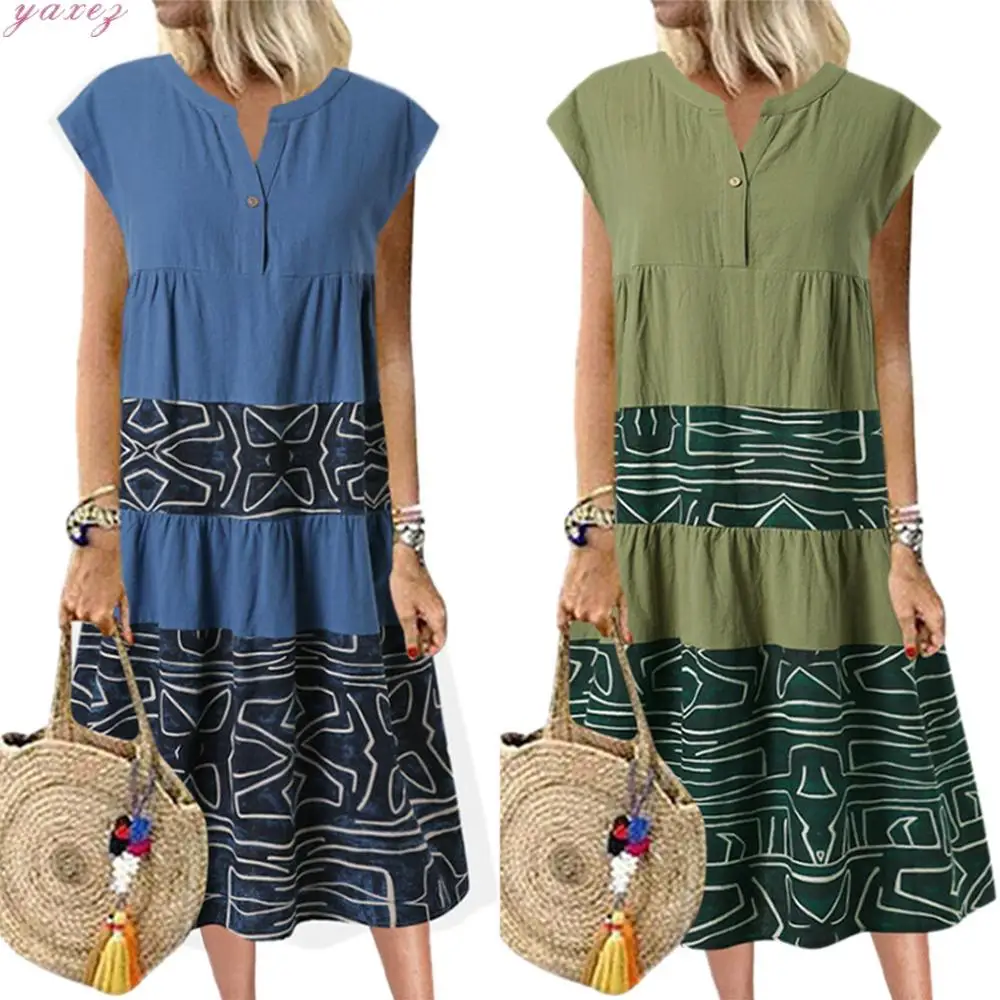 Yaxez Robe S-5XL Vintage 2020 Fashion V Neck Dresses Sinigle Button Loose Vestidos Female Geometric Summer Woman Dress
Yaxez Robe S-5XL Vintage 2020 Fashion V Neck Dresses Sinigle Button Loose Vestidos Female Geometric Summer Woman Dress