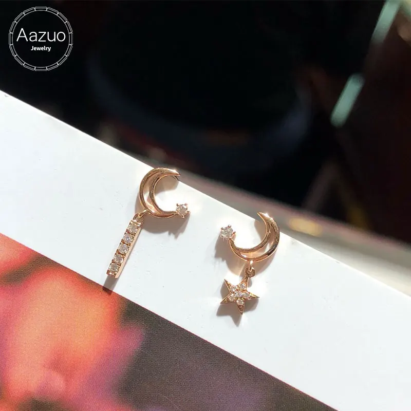 Aazuo 100% 18K Rose Gold Real Diamonds Classic Fairy Star Moon Earring For Woman Wedding Engagement Party Au750
Aazuo 100% 18K Rose Gold Real Diamonds Classic Fairy Star Moon Earring For Woman Wedding Engagement Party Au750