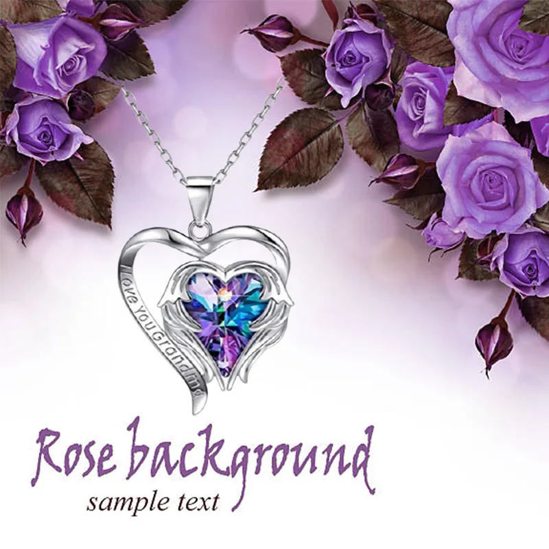 Angel Wings Heart Shaped Crystal Pendant Lady Necklace Lettering Simple Wholesale Anniversary Gift Sets For Women
Angel Wings Heart Shaped Crystal Pendant Lady Necklace Lettering Simple Wholesale Anniversary Gift Sets For Women