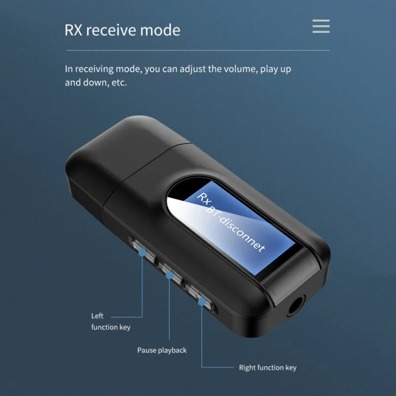 USB ключ Bluetooth 5 0 аудио приемник передатчик с ЖК-дисплеем 2в1 Мини 3 мм разъем AUX
