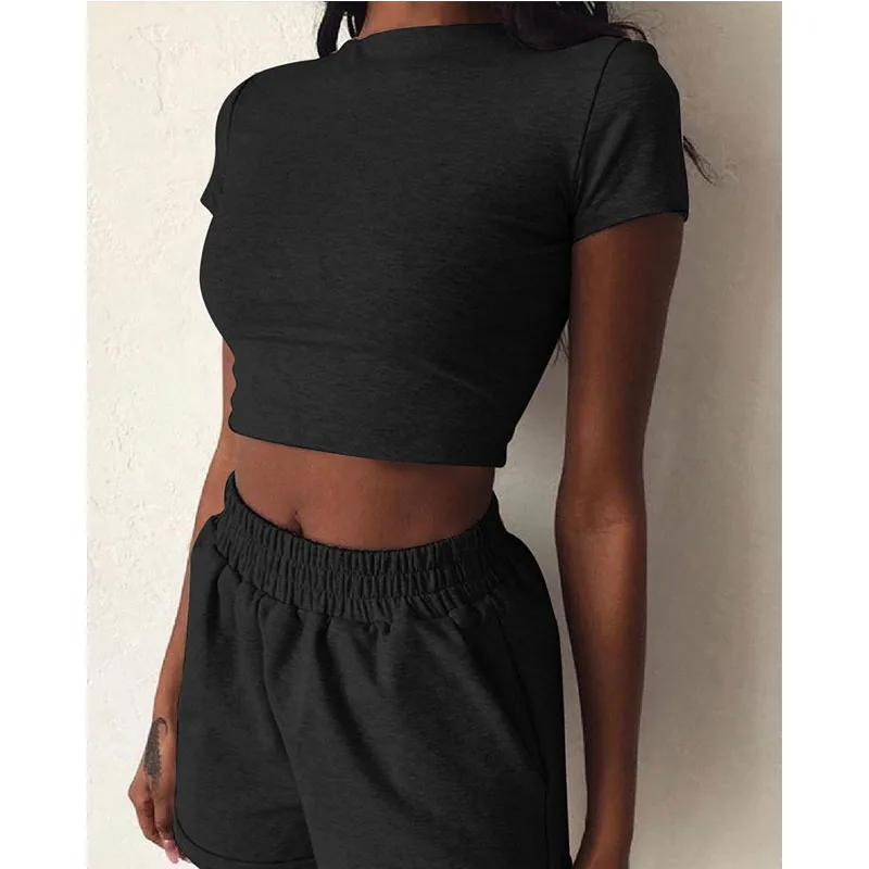 New Two Piece Female Clothing Tracksuit Pockets Loose Shorts 2 Piece Set Women Summer O-Neck Casual Crop Top
New Two Piece Female Clothing Tracksuit Pockets Loose Shorts 2 Piece Set Women Summer O-Neck Casual Crop Top