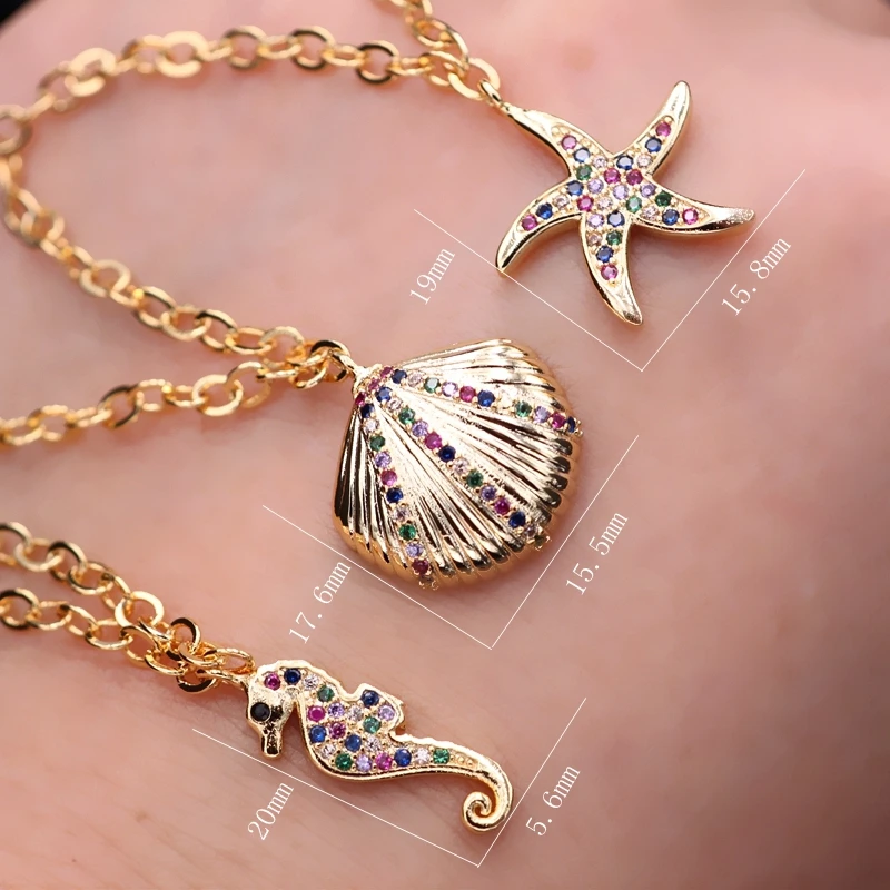 Gold Shell Pendant Necklaces For Women Copper Pave Colorful Cubic Zirconia Sea shell Ocean animal Pendant Boho statement jewelry
Gold Shell Pendant Necklaces For Women Copper Pave Colorful Cubic Zirconia Sea shell Ocean animal Pendant Boho statement jewelry