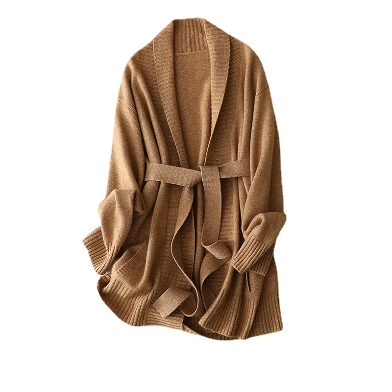 SHUCHAN 30% Cashmere+70% Wool Ruffled Collar Lace Up Cardigan Belt Solid Woman Sweaters Tie Cardigan Vintage Sweater
SHUCHAN 30% Cashmere+70% Wool Ruffled Collar Lace Up Cardigan Belt Solid Woman Sweaters Tie Cardigan Vintage Sweater