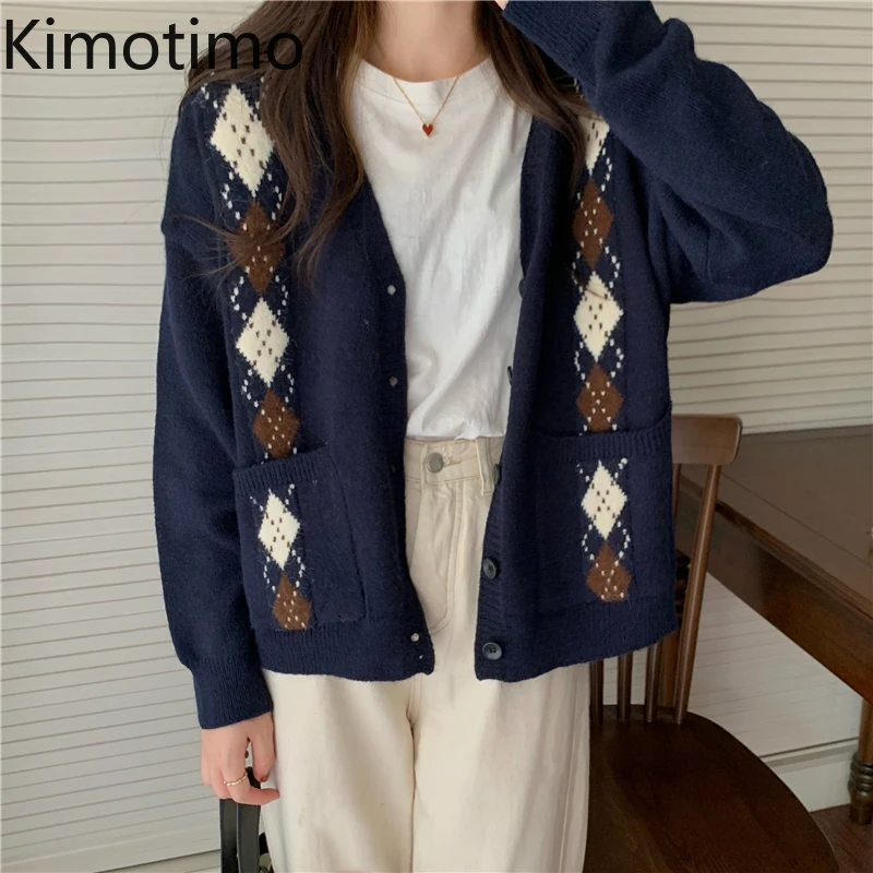 Kimotimo Argyle Knitted Cardigan Women Autumn V-neck Preppy Style Sweater Coat Korean Ins Vintage Long Sleeve Harajuku Cardigans
Kimotimo Argyle Knitted Cardigan Women Autumn V-neck Preppy Style Sweater Coat Korean Ins Vintage Long Sleeve Harajuku Cardigans