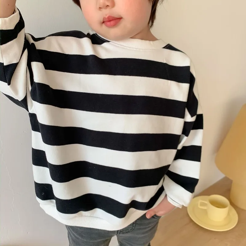 2021 Spring New Children Round-neck Cotton Striped Tops Shirt Boys and Girls Long Sleeve Cotton Loose Pullover Fashion Hooded
2021 Spring New Children Round-neck Cotton Striped Tops Shirt Boys and Girls Long Sleeve Cotton Loose Pullover Fashion Hooded
