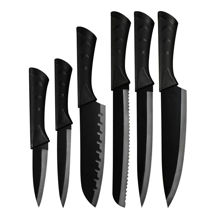 Stainless Steel Kitchen Knives 6 Piece Set Sharp Black Blade ABS+TPR Handle Knife Meat Fish Fruit Cooking Kitchen Knife Accessor
Stainless Steel Kitchen Knives 6 Piece Set Sharp Black Blade ABS+TPR Handle Knife Meat Fish Fruit Cooking Kitchen Knife Accessor