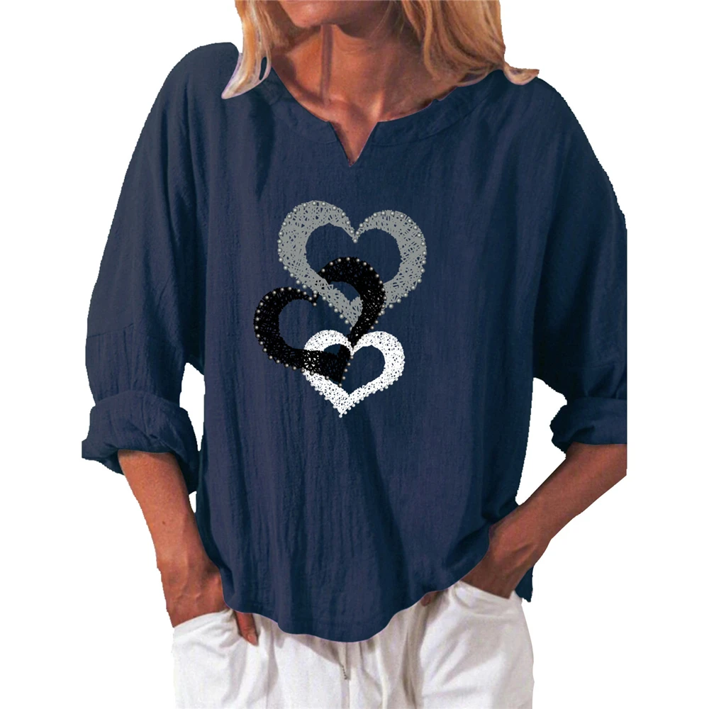 V Neck T-shirts Heart Print Loose Tees Slim Fit T-shirt Autumn Spring Casual Top Plus Size Women Clothing Basic Tops
V Neck T-shirts Heart Print Loose Tees Slim Fit T-shirt Autumn Spring Casual Top Plus Size Women Clothing Basic Tops