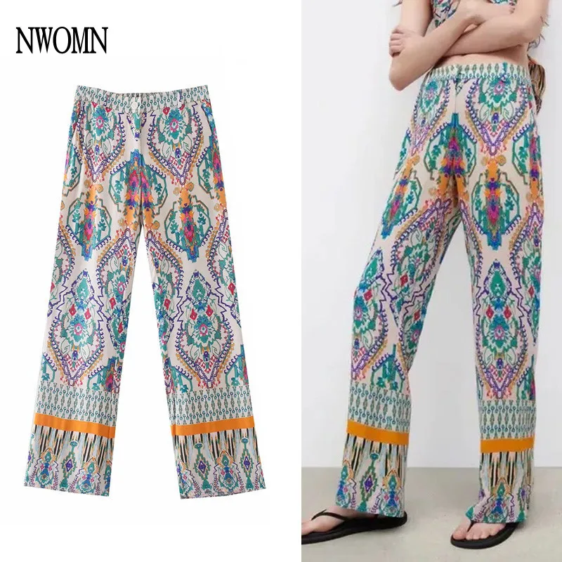 NWOMN Za Women's Pants 2021 Vintage Print High Waist Trouser Woman Fashion Flare Pants Chic Zipper Pocket Elegant Women Pants 
NWOMN Za Women's Pants 2021 Vintage Print High Waist Trouser Woman Fashion Flare Pants Chic Zipper Pocket Elegant Women Pants