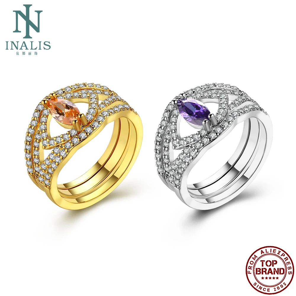 INALIS Copper Rings For Women Purple And Yellow Eyes Shape Zirconia 2 Color Simple Romantic Bridal Sets Rings Fashion Jewelry
INALIS Copper Rings For Women Purple And Yellow Eyes Shape Zirconia 2 Color Simple Romantic Bridal Sets Rings Fashion Jewelry