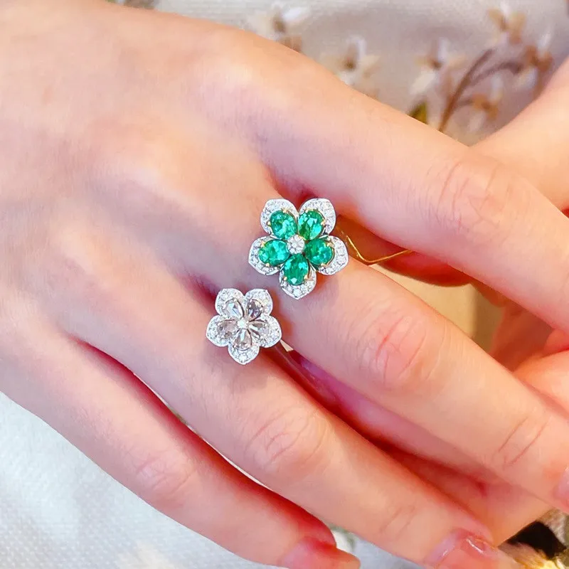Beautiful White Green Flower Rings With Shinning Rhinestones Female New Fashion Open Ring
Beautiful White Green Flower Rings With Shinning Rhinestones Female New Fashion Open Ring