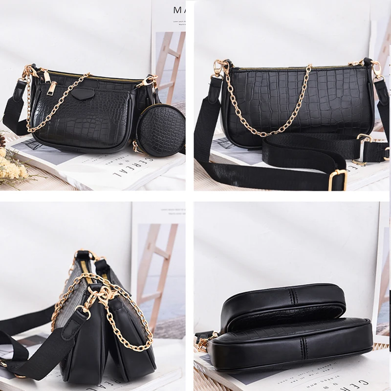 3pcs Sets For Women Handbag PU Leather Shoulder Messenger Bags Mini Female Underarm Bag Ladies Chain Crossbody Bag Purse Bolsa
3pcs Sets For Women Handbag PU Leather Shoulder Messenger Bags Mini Female Underarm Bag Ladies Chain Crossbody Bag Purse Bolsa