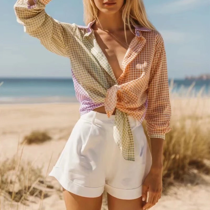 YENKYE New Spring Women Vintage Hit Color Plaid Blouse Long Sleeve Shirt Ladies Lapel Collar Casual Loose Shirts Blusas
YENKYE New Spring Women Vintage Hit Color Plaid Blouse Long Sleeve Shirt Ladies Lapel Collar Casual Loose Shirts Blusas