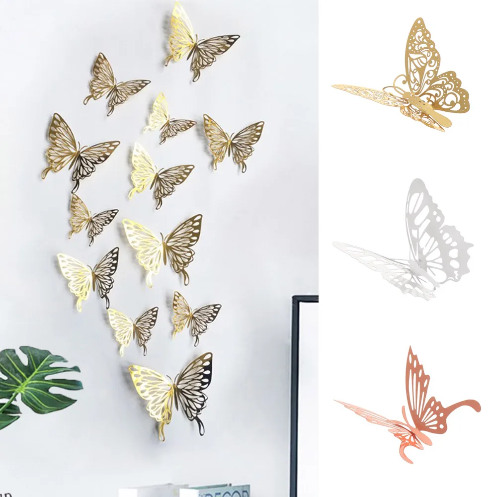 Wedding Ornament Metal Texture Party Supplies Butterfly Wall Stickers Mariposas Decals 3D Hollow Gold Silver Rose Gold 
Wedding Ornament Metal Texture Party Supplies Butterfly Wall Stickers Mariposas Decals 3D Hollow Gold Silver Rose Gold