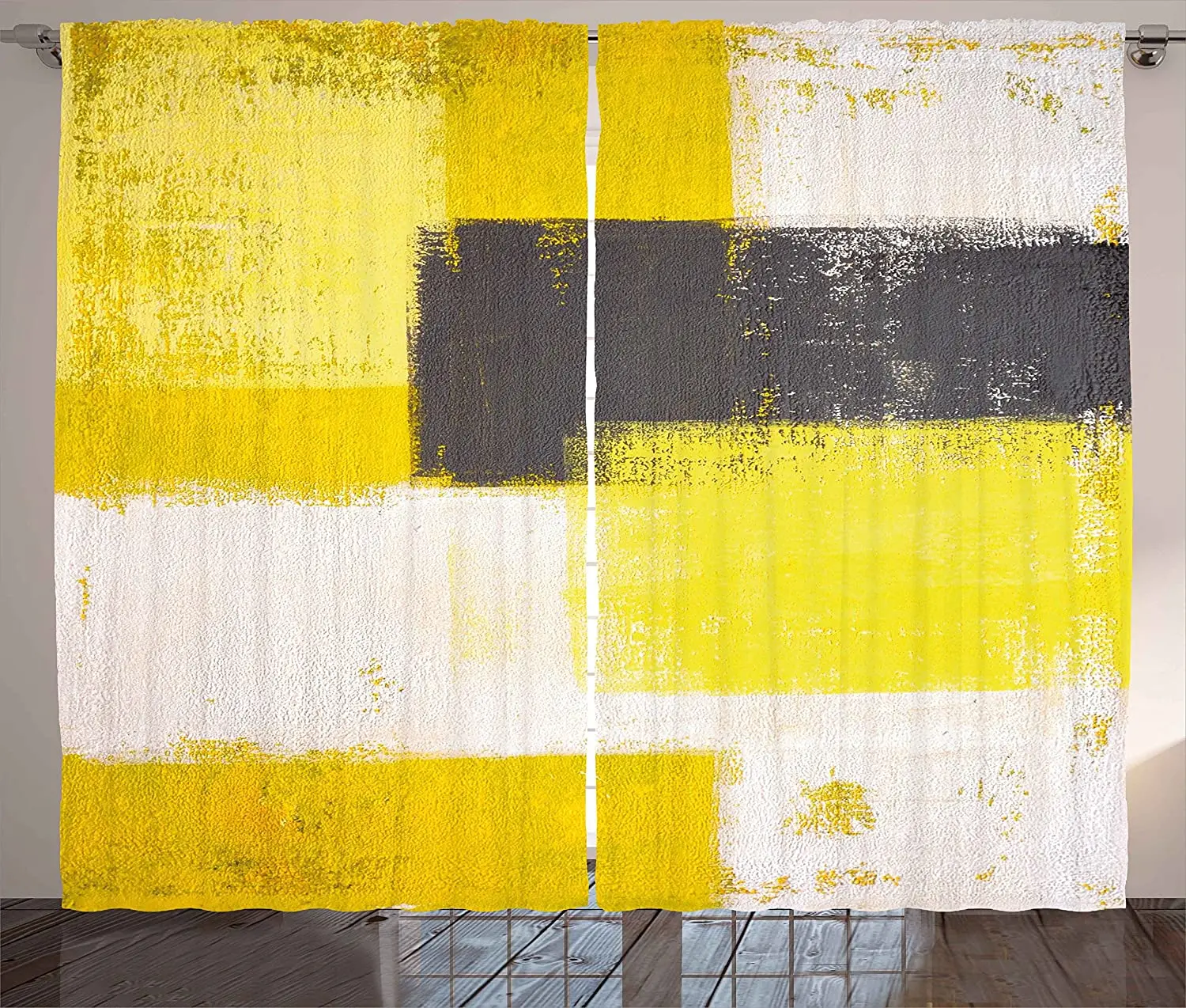 Grey and Yellow Blackout Curtains Abstract Grunge Style Brushstrokes Painting Style Window Curtain
Grey and Yellow Blackout Curtains Abstract Grunge Style Brushstrokes Painting Style Window Curtain