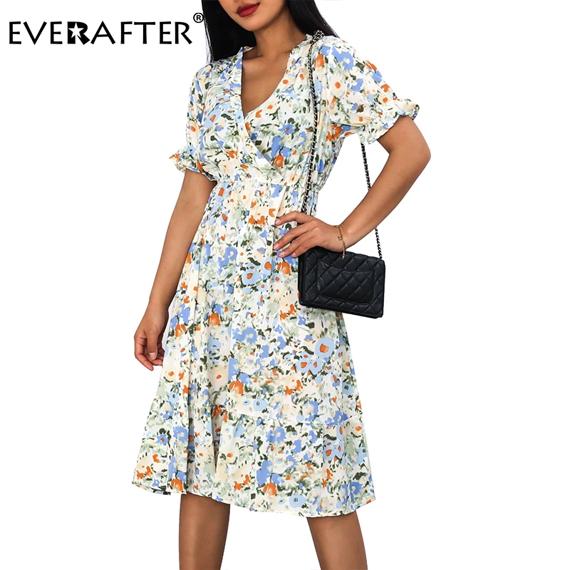 EVERAFTER Sexy v-neck floral print midi dress Elegant short sleeve ruffles female high waist sundress Summer beach holiday dress
EVERAFTER Sexy v-neck floral print midi dress Elegant short sleeve ruffles female high waist sundress Summer beach holiday dress